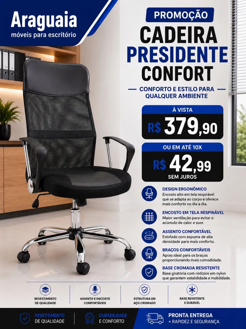 Cadeira presidente confort 