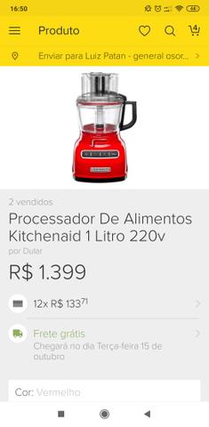 Processador fatiador kitchenaid kitchen aid vermelho 110v bem novinho - Foto 5