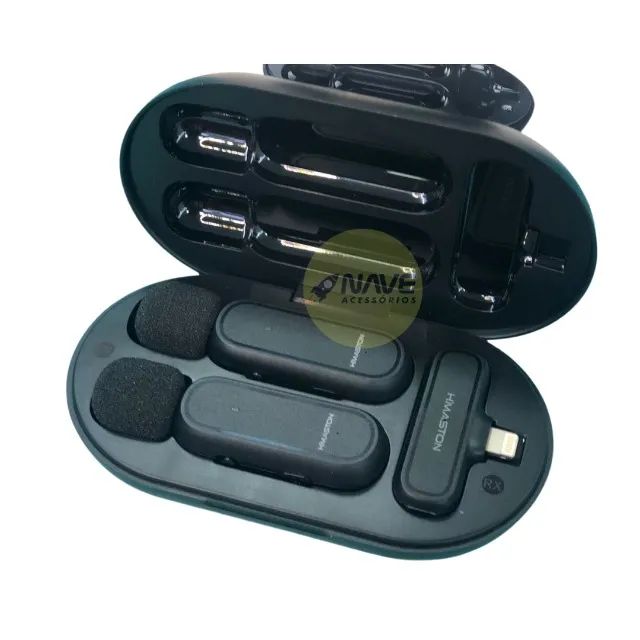 Microfone Duplo lapela sem fio profissional iphone anti ruído