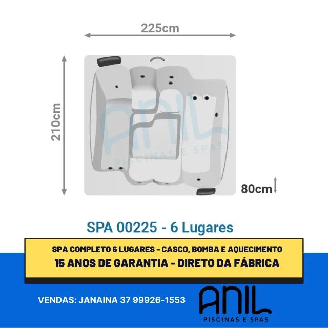 JA - Spa de hidromassagem 6 lugares completo - Anil Piscinas - Foto 2