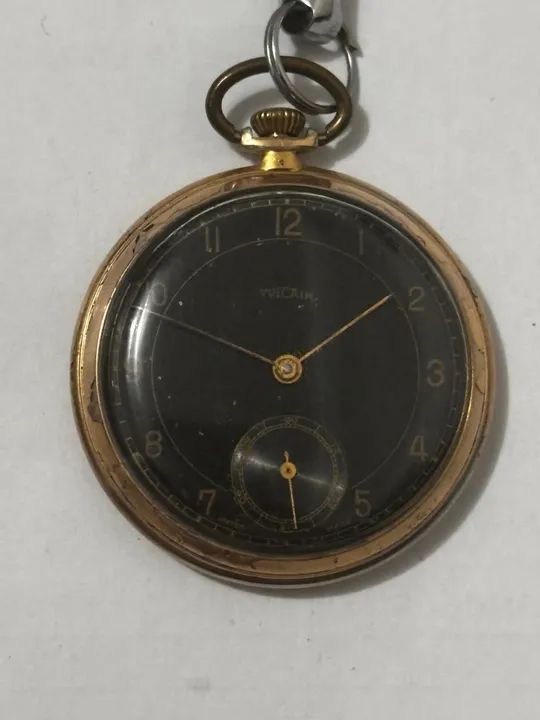 Relógio de bolso antigo a corda funcionando 