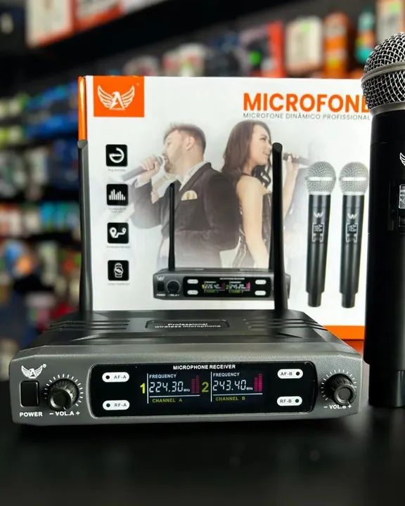 Microfone Duplo Profissional Sem Fio M-998W - Foto 2