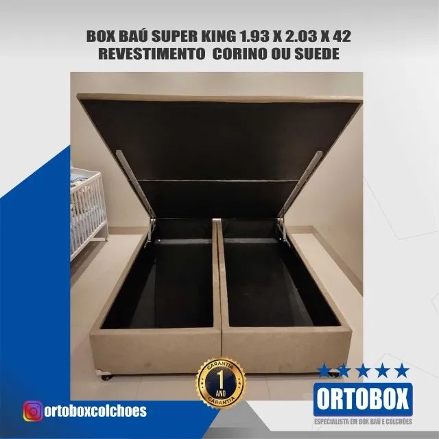 Cama Box baú Super king com 28 de espaço livre interno