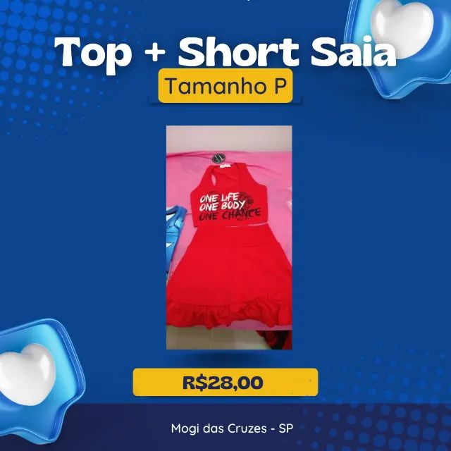 top + short saia - Black Friday - Presente de Natal