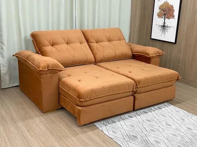 Sofá Retrátil Reclinável 2,30m Terracota Molas Ensacadas a87 - Foto 2