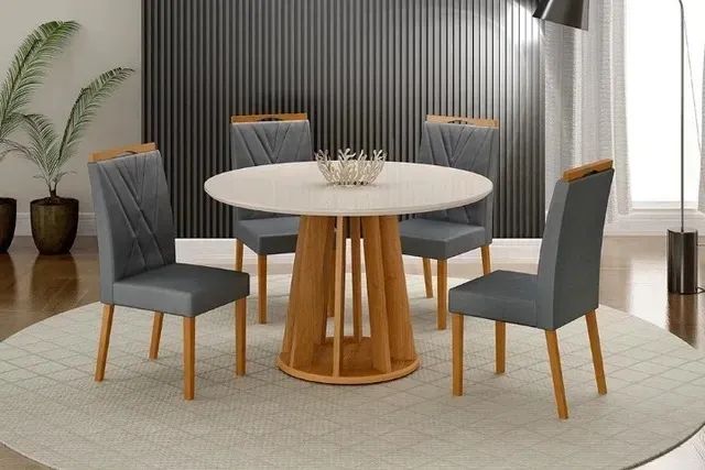 Dining Table Round Top With 04 Upholstered Chairs. Brand New Product Direct From Factory.64311797982467121