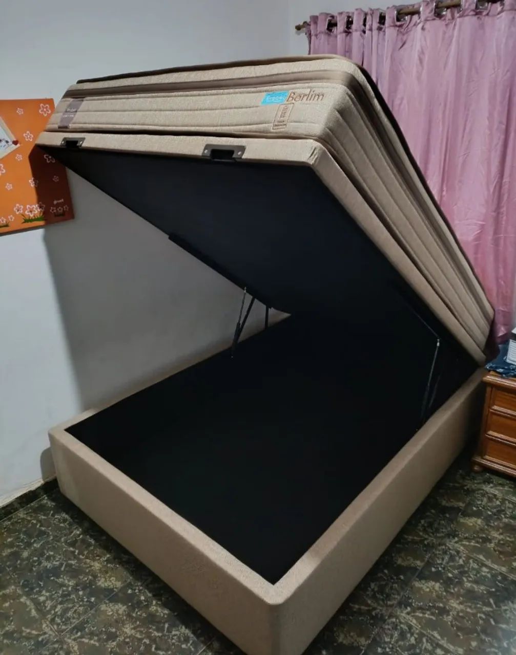 Cama Box Baú blindado  Casal Probel Berlim molas ensacadas b