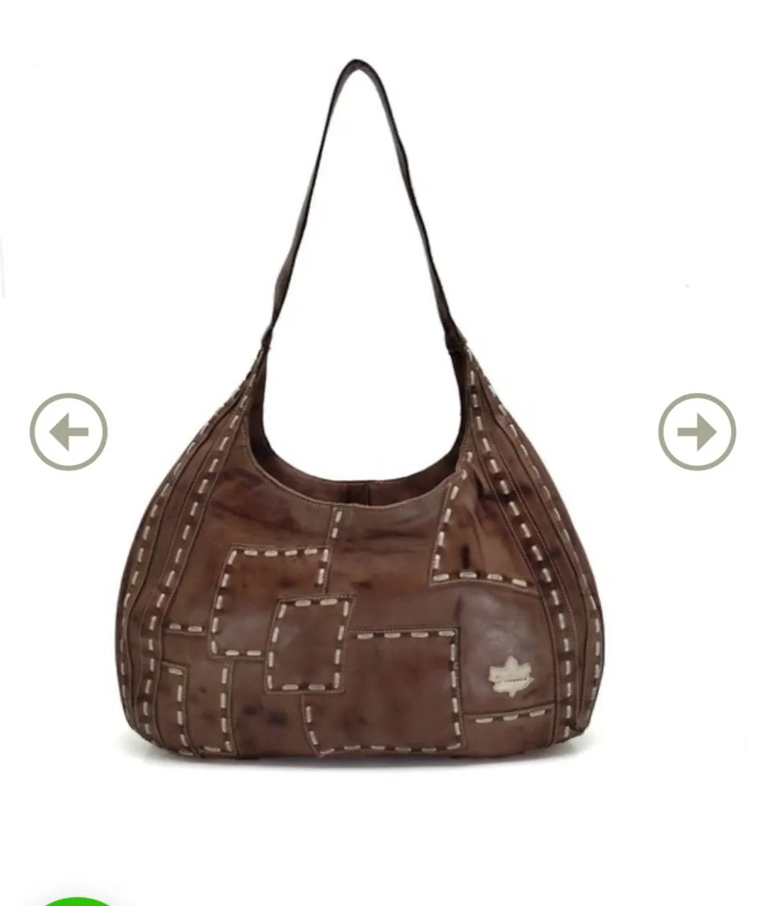 Bolsa de Ombro Patchwork em Couro Marrom