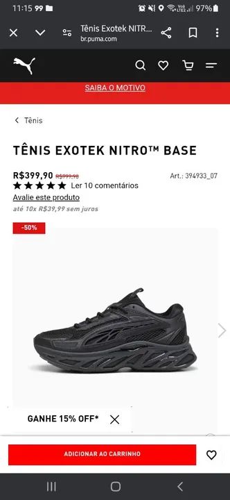 Tenis puma NITRO INFUSED novo n43 zap *  - Foto 6