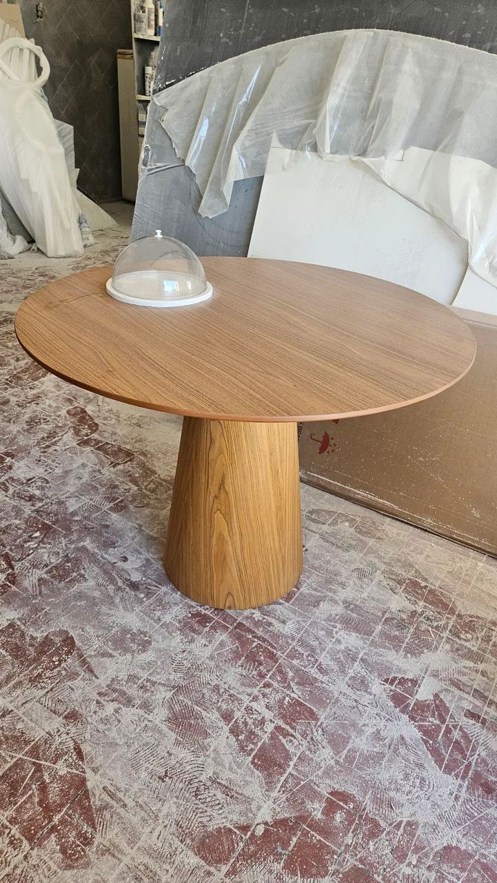 Fabricamos base cone + tampo redondo 100cm mdf freijó  - Foto 4