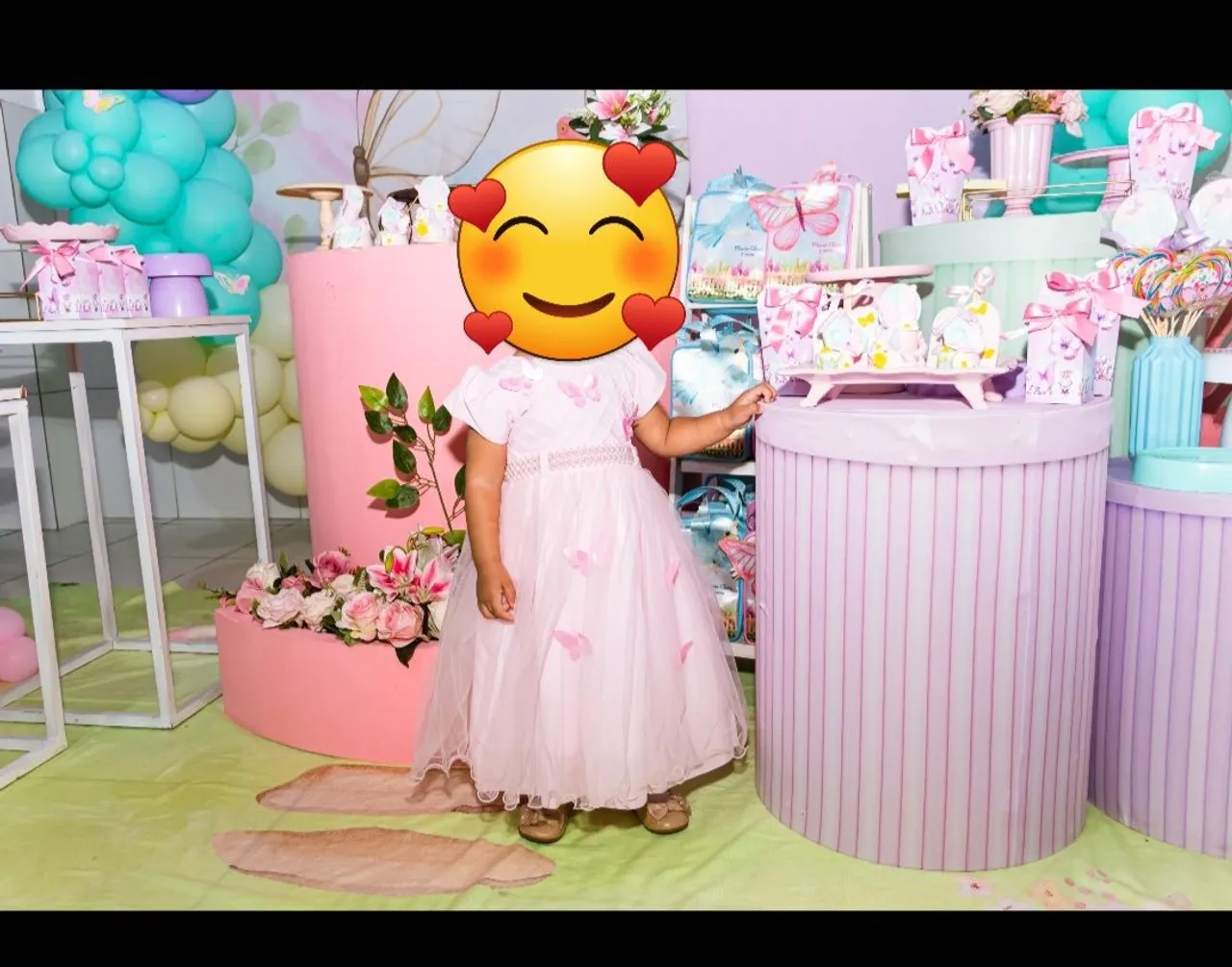 Vestido rosa para festa borboleta