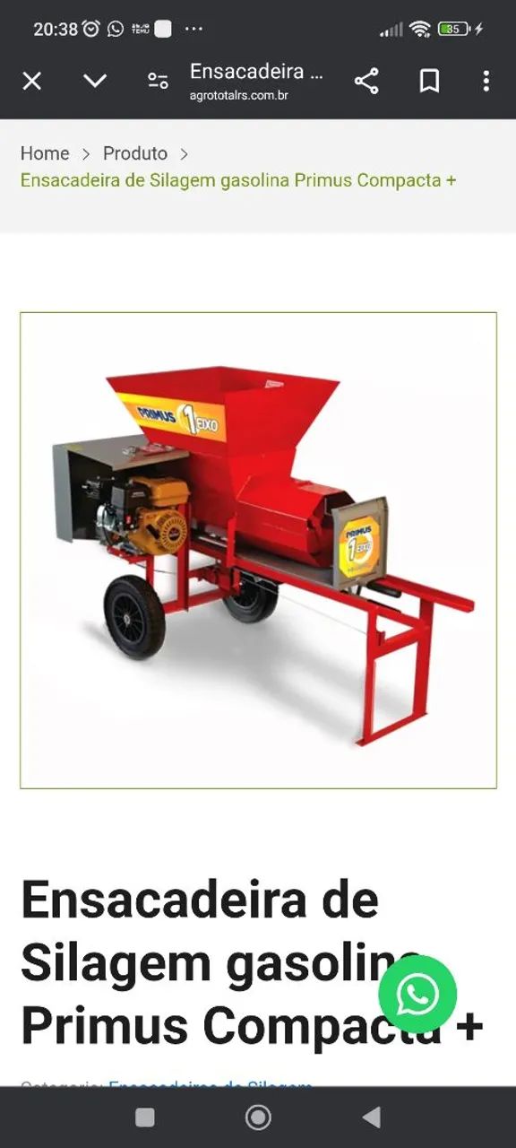 Ensacadeira de Silagem Primus Compacta - 1 Eixo
