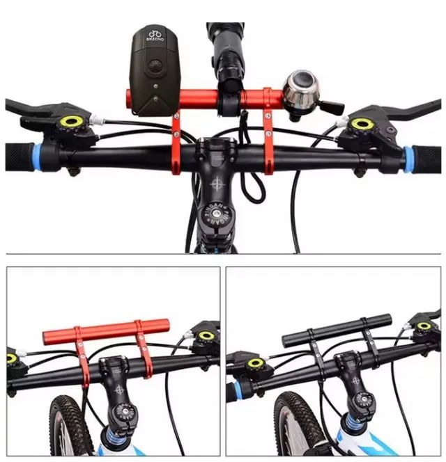 Suporte estendido para guidão de bicicleta barra fixar lanterna celular farol etc - Foto 2