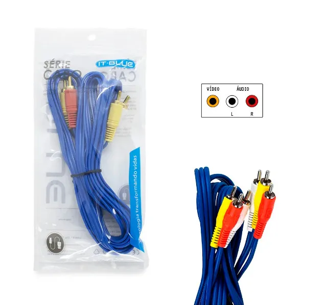 Cabo de Vídeo AV 3 RCA 3 Metros