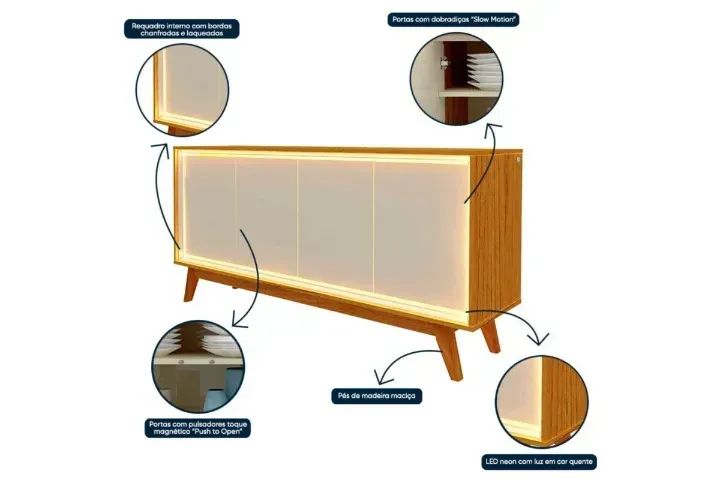 Buffet Requinte Naturale/Off White  Produto Novo!  Pronta Entrega!  T - Foto 2