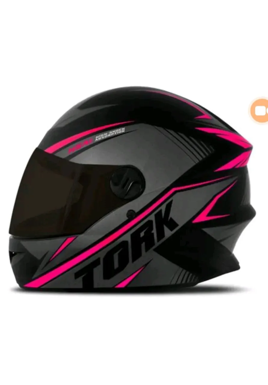 Capacete Tork Preto e Rosa Tam 60