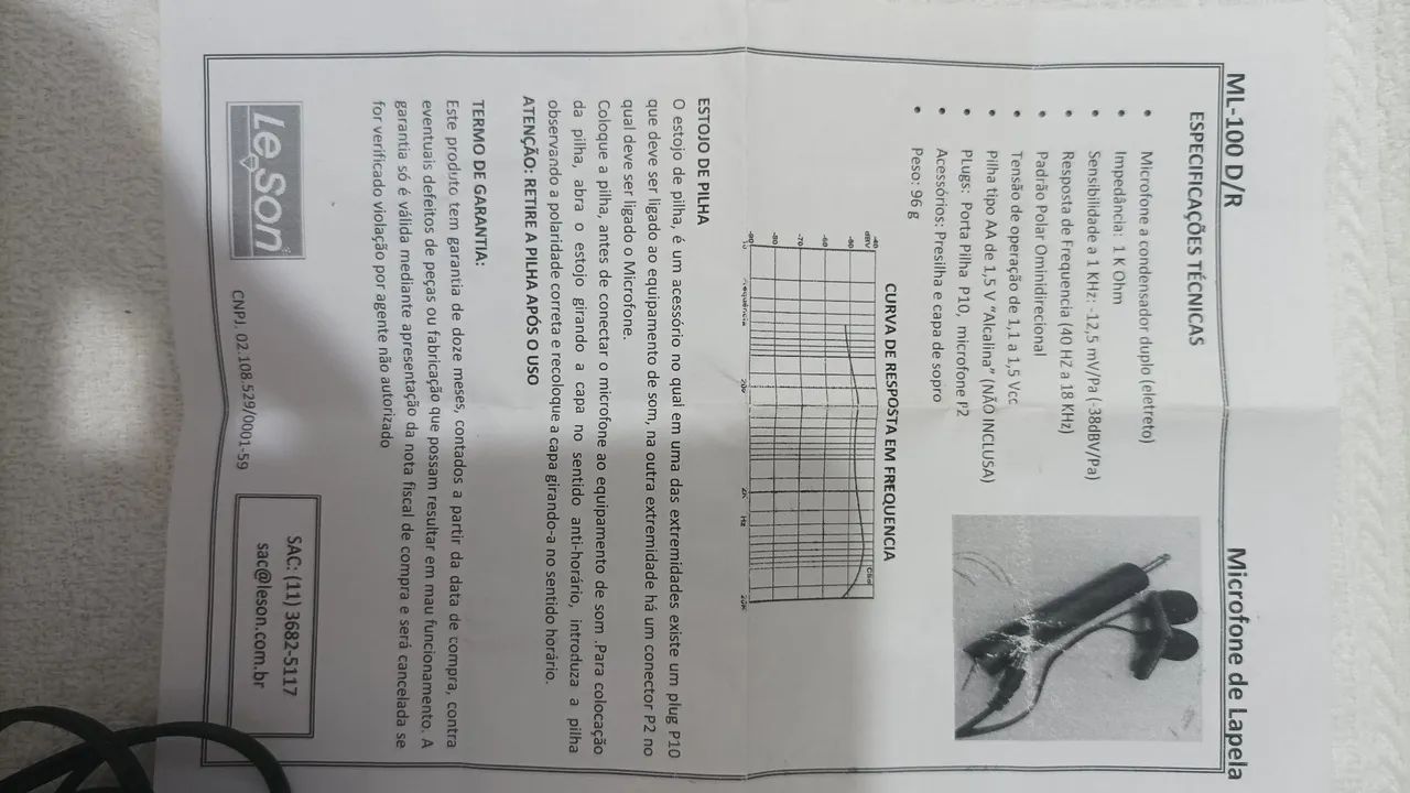 Kit Microfone Lapela + Cabo P2 - Novo! - Foto 4