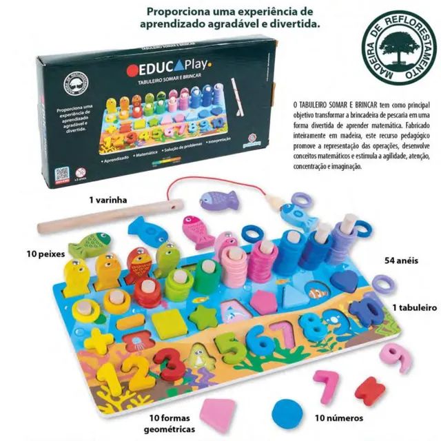 Tabuleiro Brinquedo Pedagógico Para Crianças Em Madeira Montessori - Foto 3