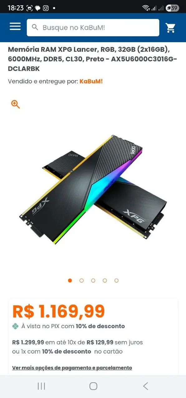 XPG Lancer DDR5 32GB (2x16GB) 6000MHz RAM Memory.64186559577217120