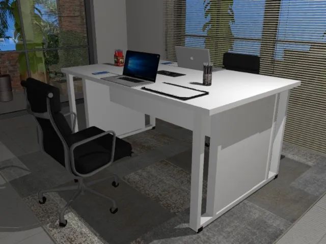 Mesa de Reunião Delluxe. Em Madeira Maciça com Cx de Tomadas: L150cm x P80cm x A74cm