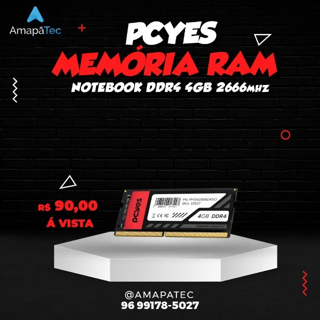 Memória Ram 4GB 2666MHz DDR4 Pcyes