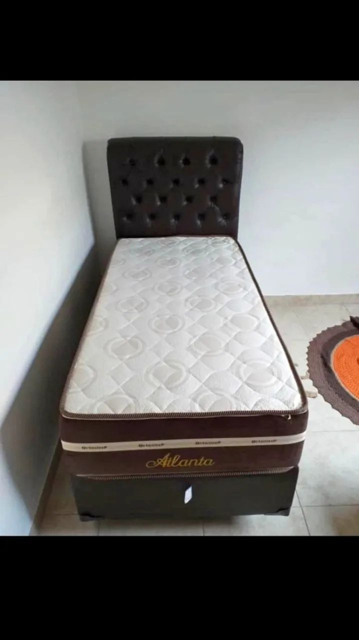Cama box solteiro colchão e base