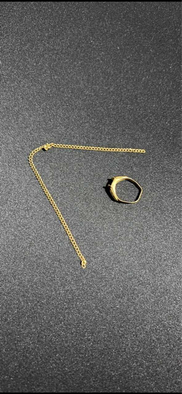Pedaço de corrente e Anel (ambos 18k)