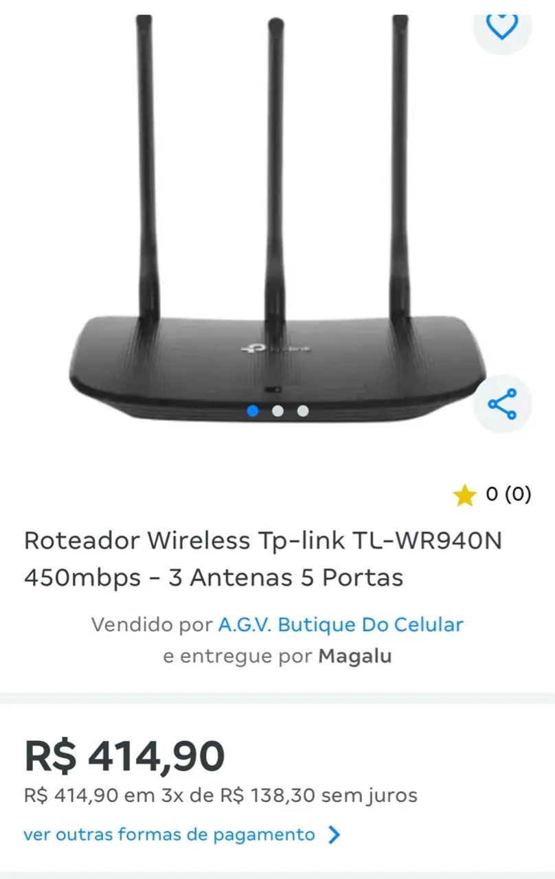Roteador TP LINK 450 mbps