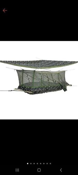 Rede de Camping com Mosquiteiro e Teto Impermeável Selva Militar - Foto 3