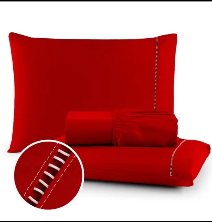 Jogo de Cama Casal King - Vermelho - Algodão Egípcio