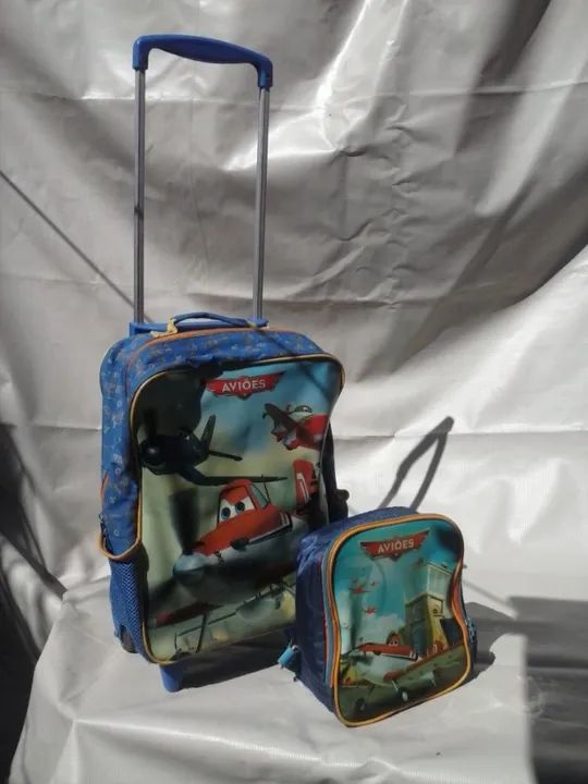 Mochila De Rodinhas Do Filme Aviões + Lancheira Térmica - Foto 4