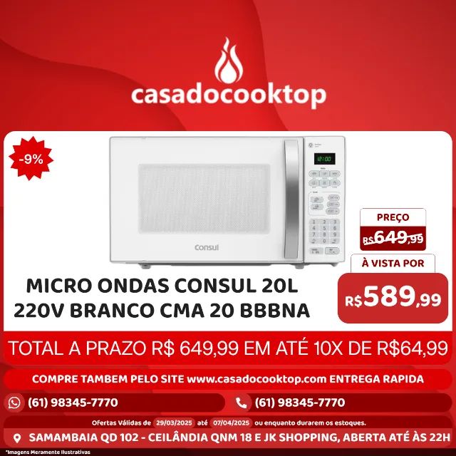 MICRO ONDAS CONSUL 20L 220V BRANCO CMA20BBBNA