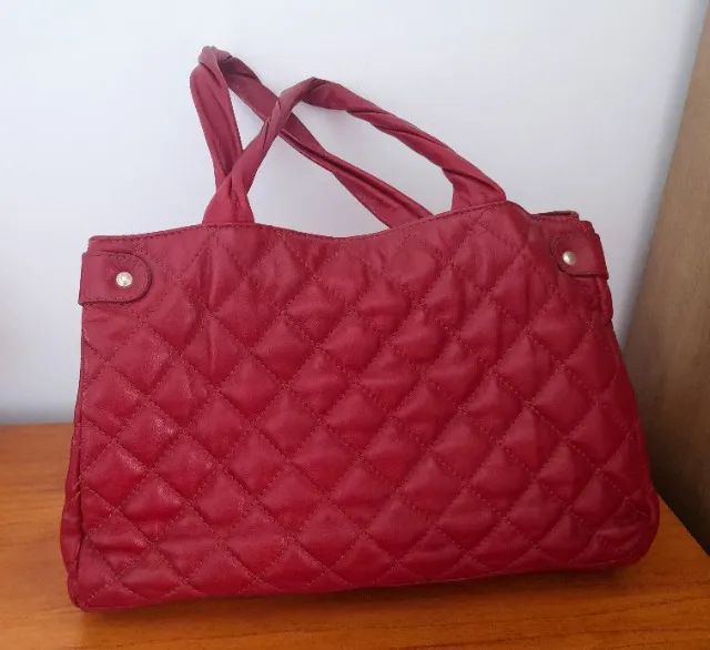 Bolsa grande vermelha em couro legítimo - Foto 2