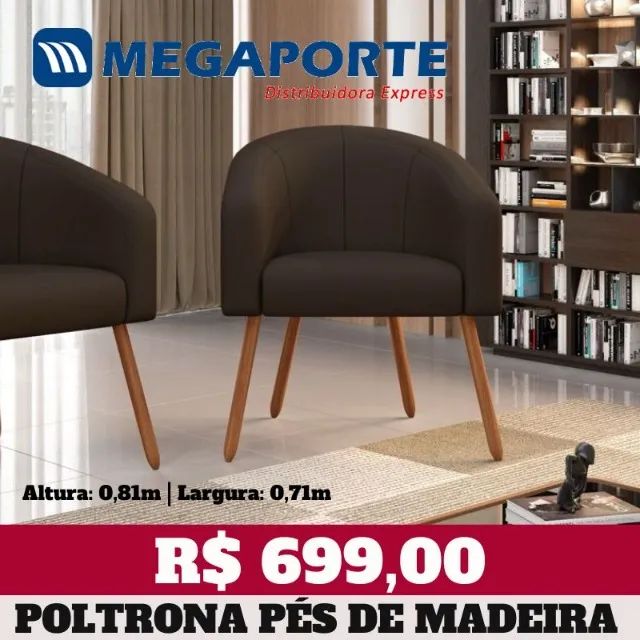 Poltrona Pés de Madeira (Novo) Entrega Grátis!  - Foto 2