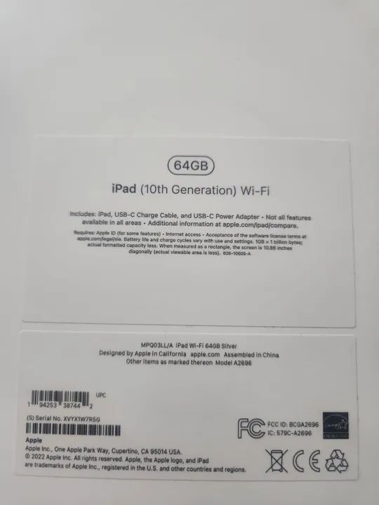 iPad 10 geração 64 g Wi Fi
