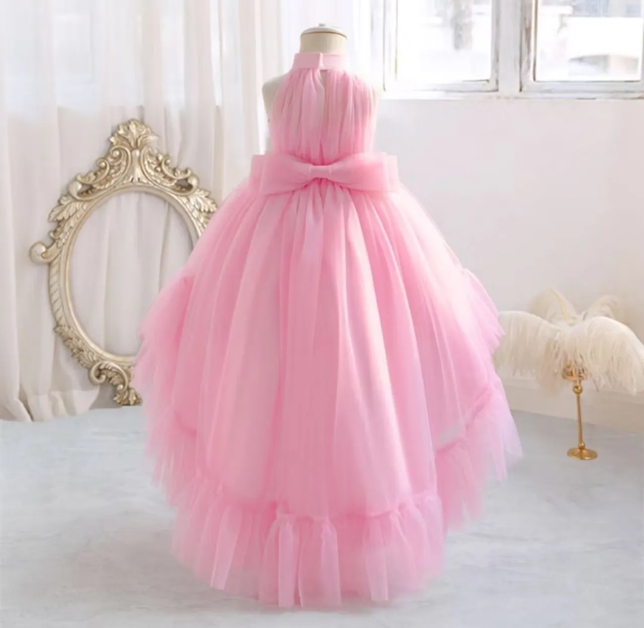 Vestido de festa infantil rosa para menina Barbie 2/3anos