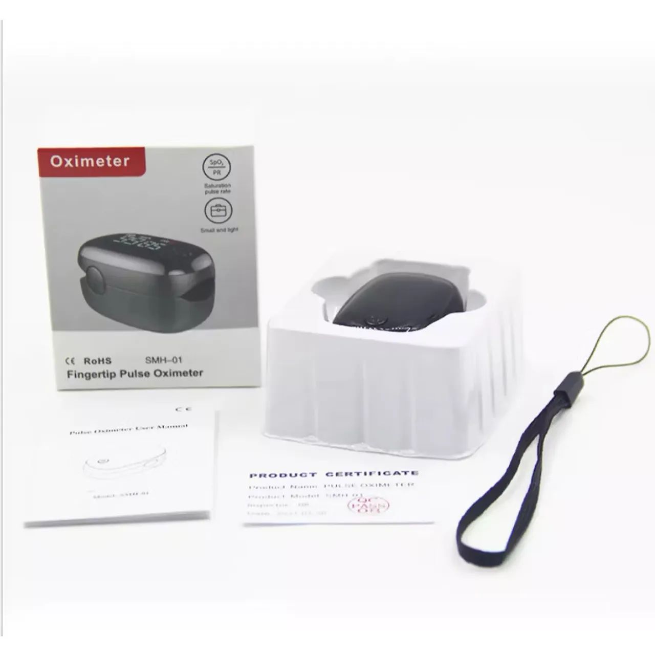 Oximetro digital preto com pilhas e cordão + brinde - Foto 3