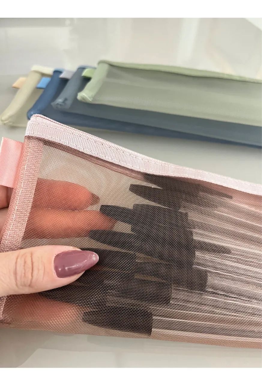 Necessaire Feminina Transparente Kit 3 Tela Zíper Novas