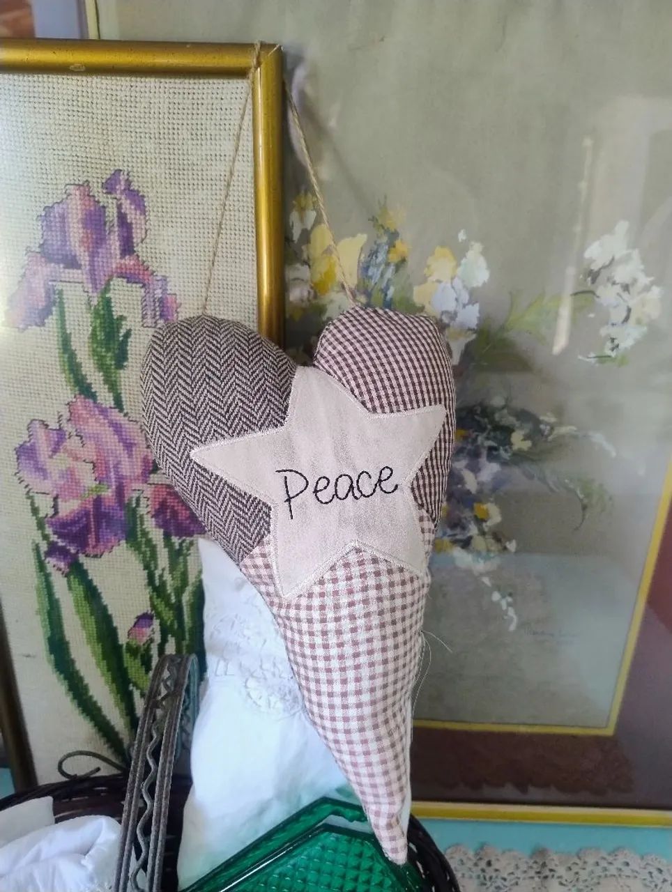Coração de patchwork tecido  - Foto 2