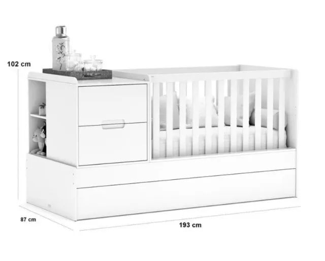Berço multifuncional com 2 gavetas, cômoda e cama - Branco - Matic - Formare - Foto 5