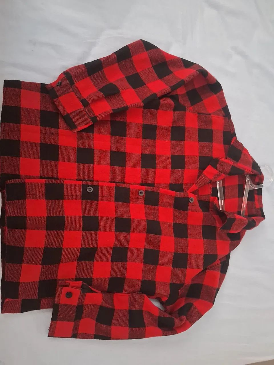 Blusa xadrez manga comprida em algodão - Foto 3