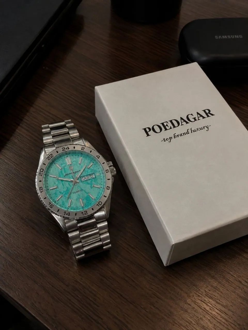 Relógio poedagar silver mintblue (novo) - Foto 3