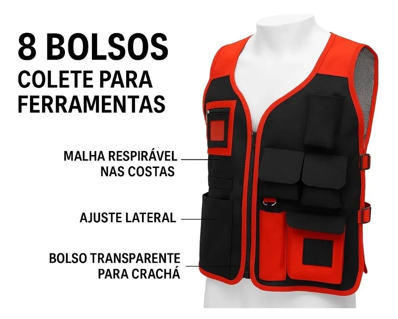 COLETE FERRAMENTAS 08 BOLSOS MTX - Foto 5