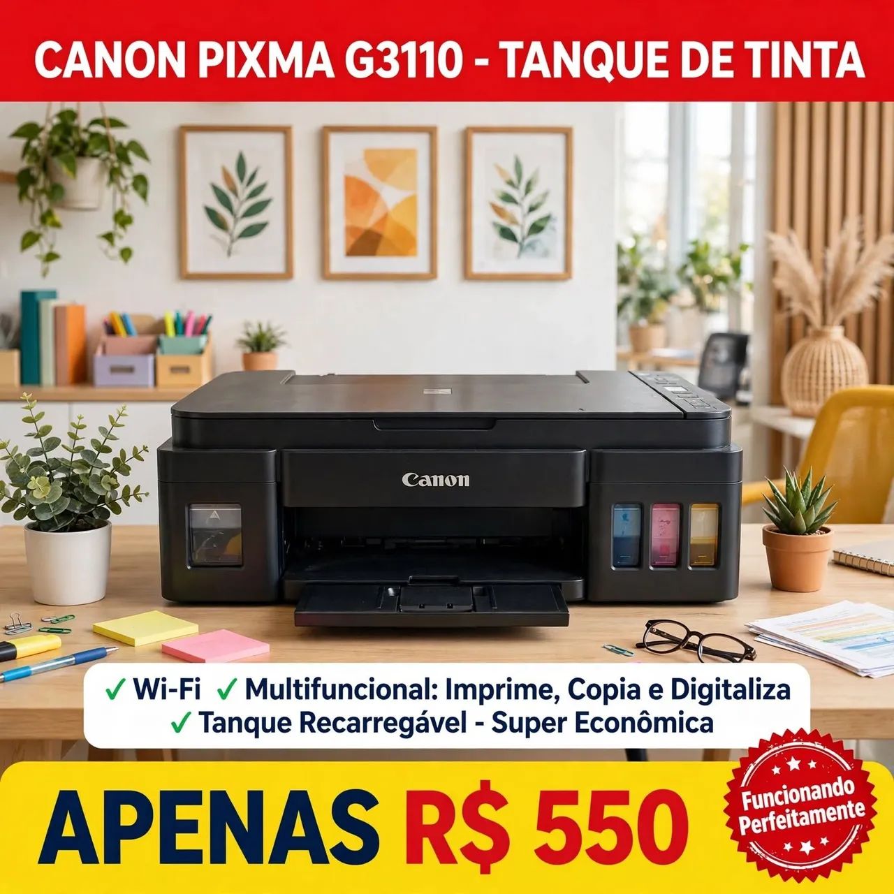 Vendo impressora mult funcional semi nova Canon modelo G 3110