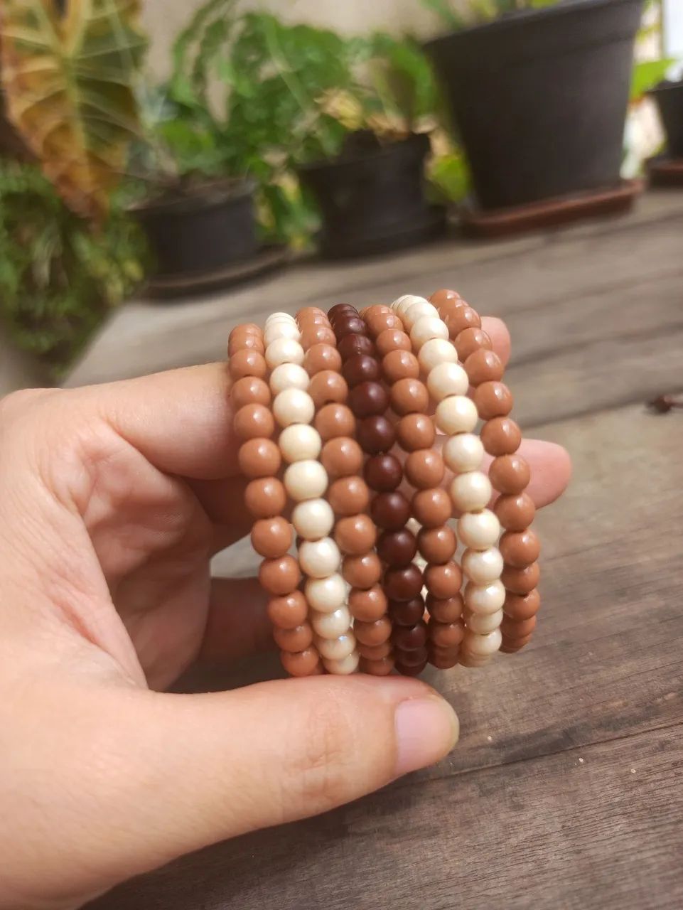 Pulseira de miçanga espiral tona terrosos - Foto 3