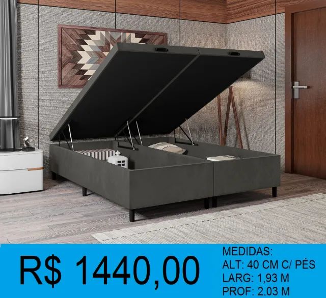 BASE BOX KING COM BAÚ = PRONTA ENTREGA