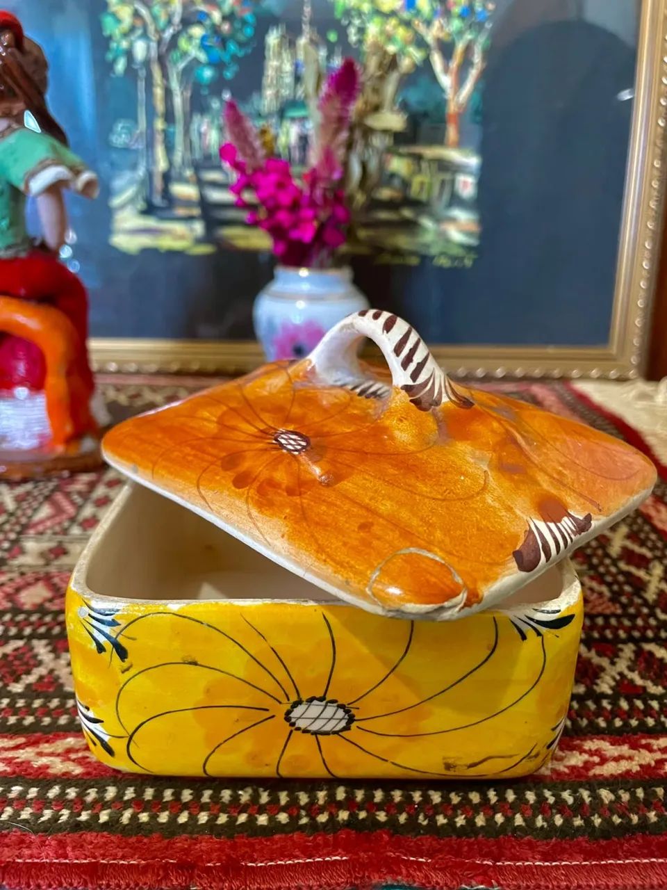 ESCULTURA MOÇA E BISCOITEIRA PINTADA Á MÃO VINTAGE  - Foto 5