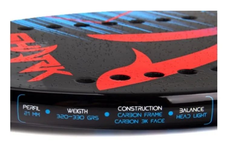 Raquete de Beach Tennis Shark Elite 2022 Carbono 3k com Capa - cor preto, vermelho e azul - Foto 6