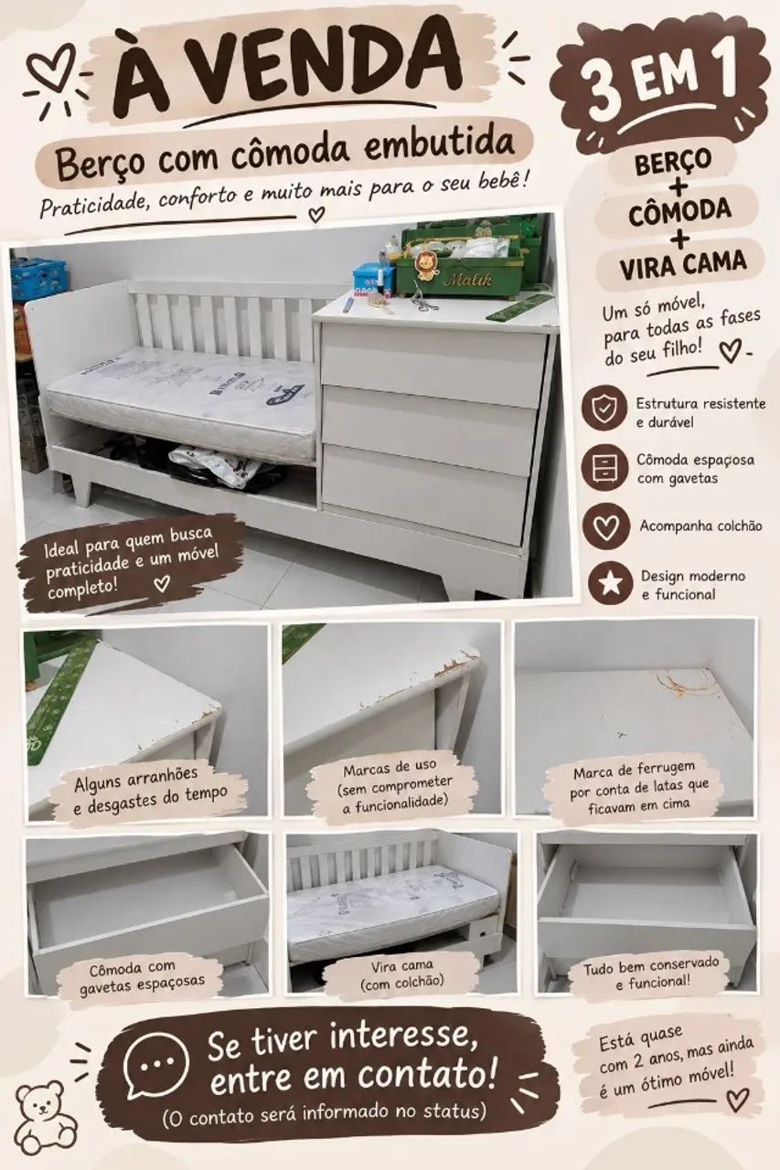 berço com cômoda embutida