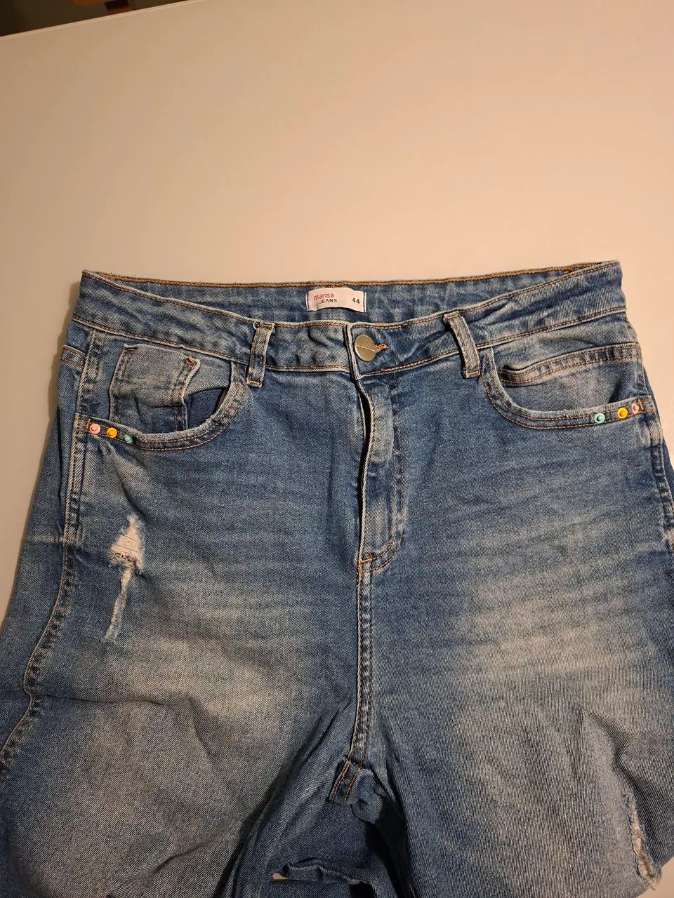 Calça Jeans Skinny Marisa Y2K Destroyed Apliques 44 - Foto 4